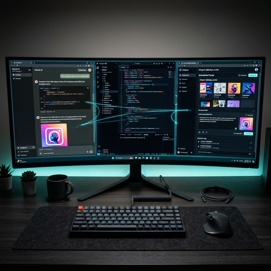 Multiple AI agents creating designs simultaneously through connected workflows