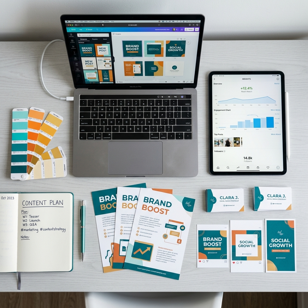 Marketing content stack with consistent branding