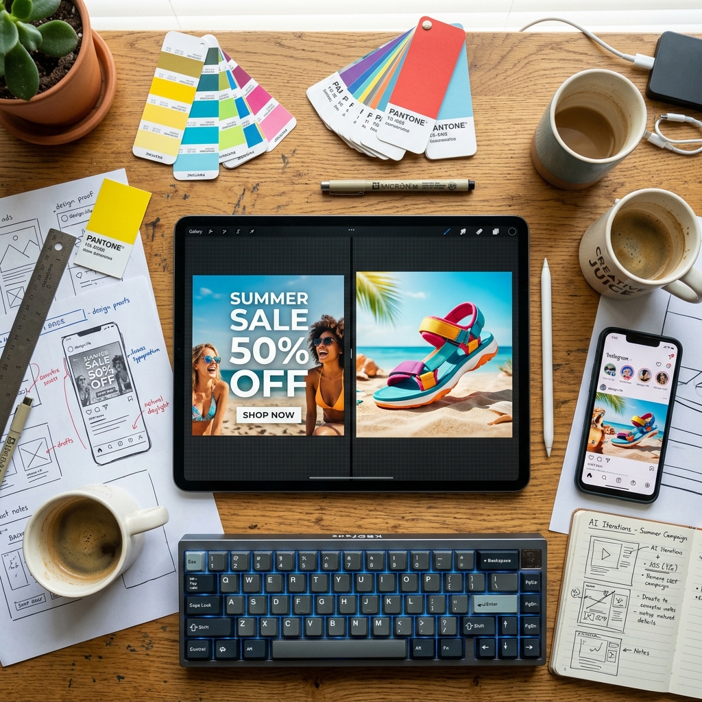 AI-generated marketing images with perfect text rendering and product photography